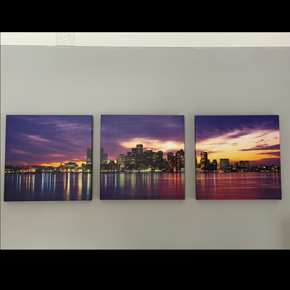 3 piece canvas of Boston skyline
